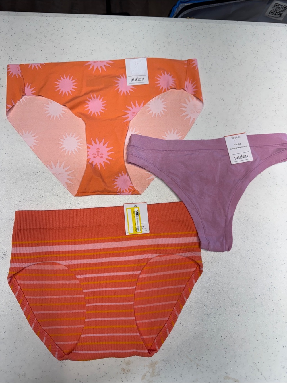 Auden Womens 3-Pack Underwear Set in Orange, Pink & Purple